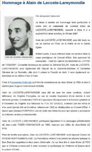   Alain DE 
LACOSTE-LAREYMONDIE 
